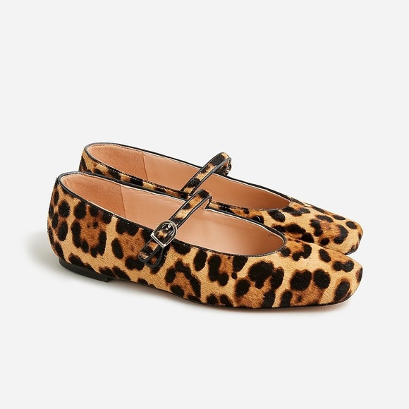 J. Crew Anya Calf Hair Leopard Mary Jane Flat